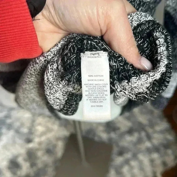 Size S Express black and gray stripe scoop neck sweater - Picture 3 of 4